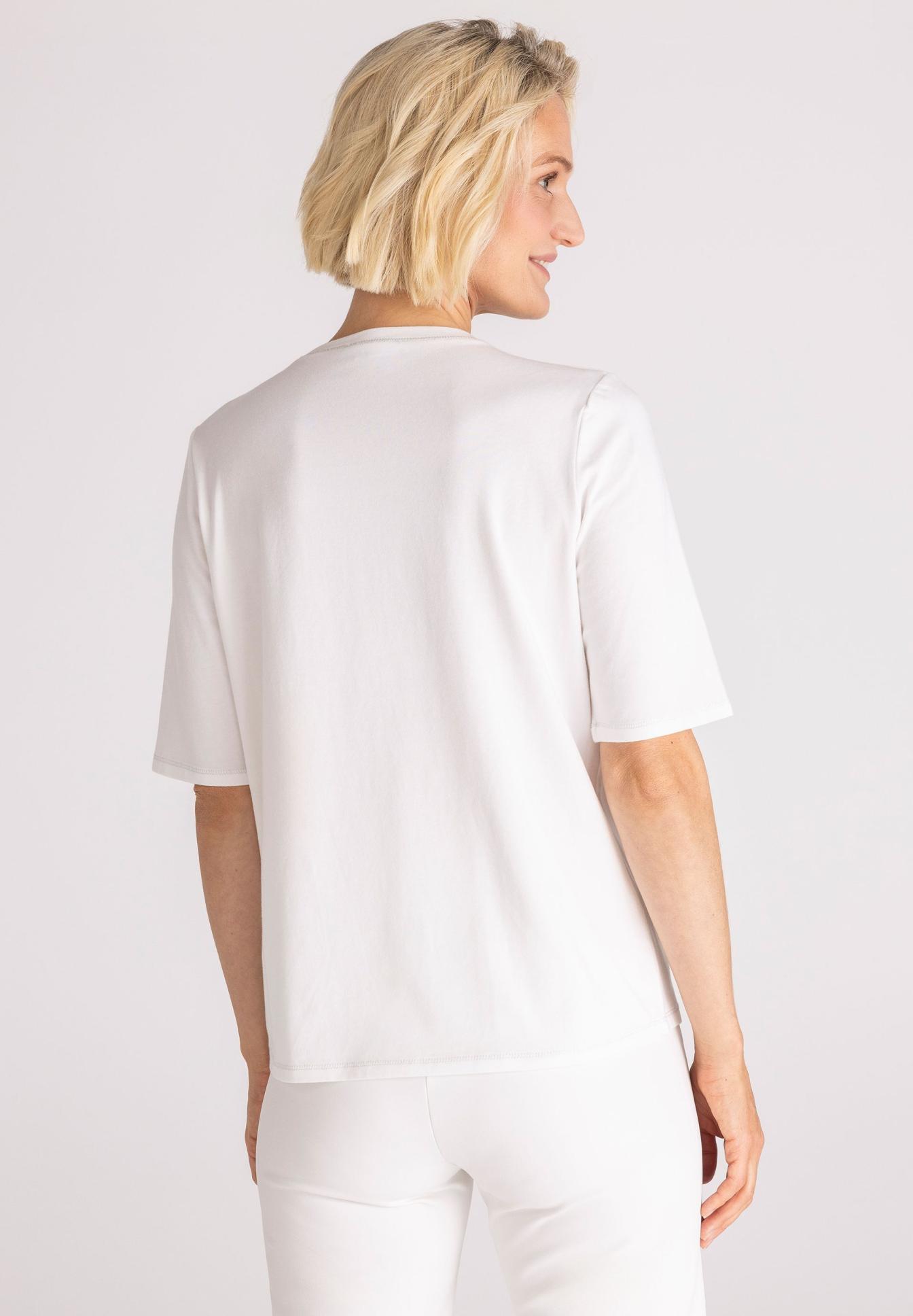 T-Shirt, Kurzarm, Weiß, Baumwolle, Rundhals, T-Shirt, Kurzarm, Weiß, Glatte Baumwolle, Oberteil, T-Shirt, Kurzarm, Weiß, Baumwolle, Unifarben