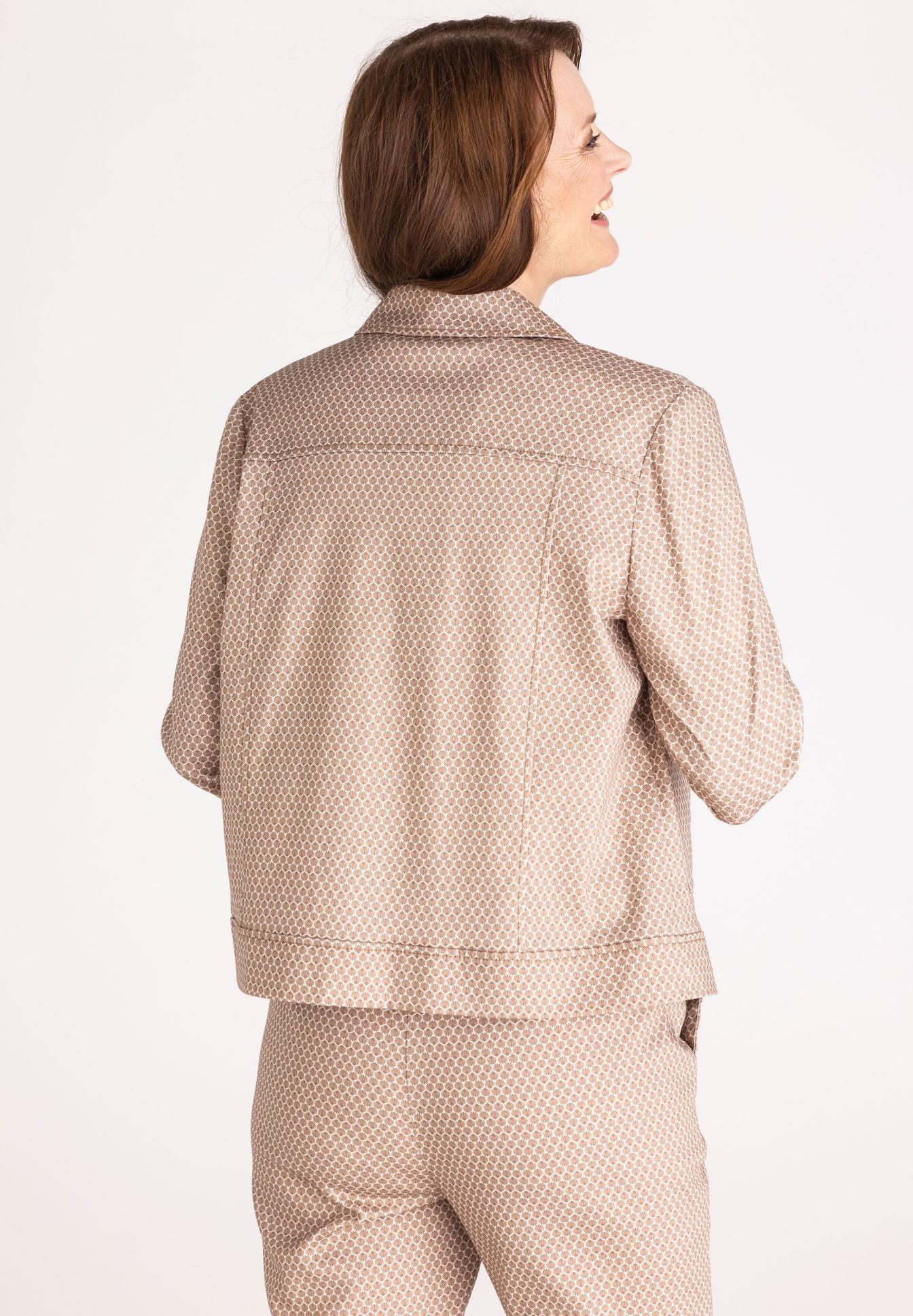 JACKET, Beige, Muster, Lounge-Set, Kragen, Jacke, Beige, Gemustert, Lässige Passform, Hose, Jacket, Damenjacke, Beige, Mustermuster, Hose