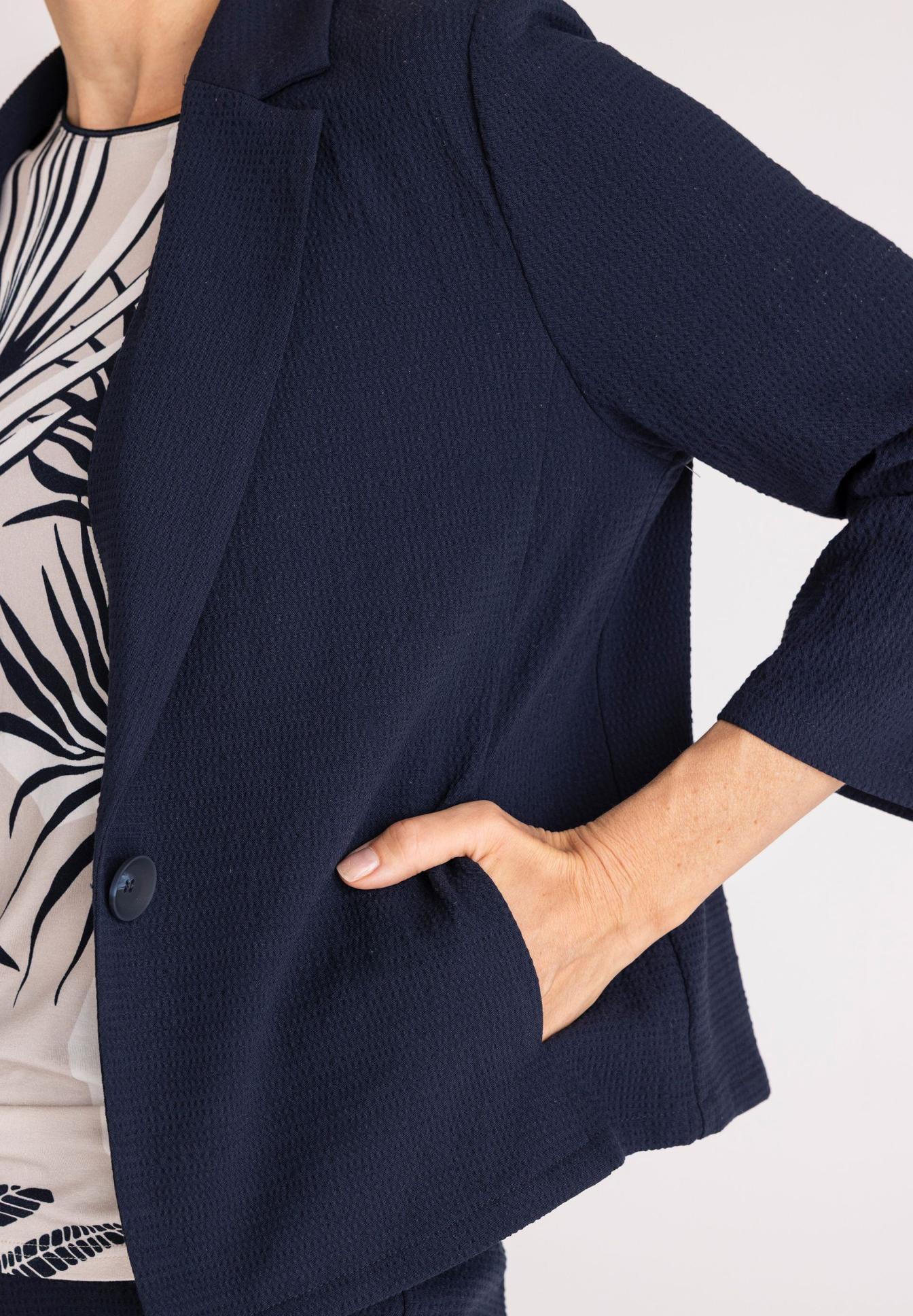 Blazer, Navy, Jacket, Kragenlose Tasche, Strukturstoff, blazer, jacke, marineblau, struktur, tore, Blazer, Navy, Jacke, Textur, Hemdstruktur, navy blazer, blazer, textured fabric, pocket, long sleeve, blazer, navy blazer, jacket, structured jacket, pocket