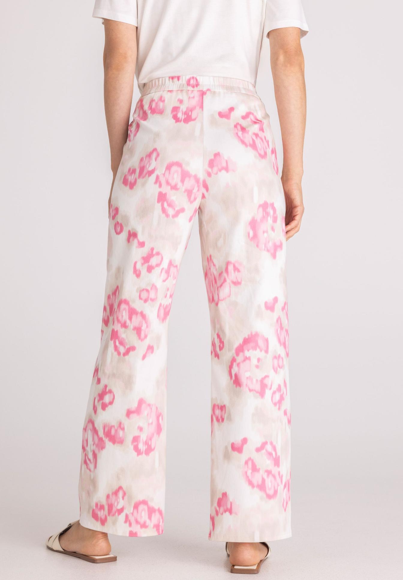 Hose, Hose mit Muster, Palazzohose, Taille elastisch, Pink Muster