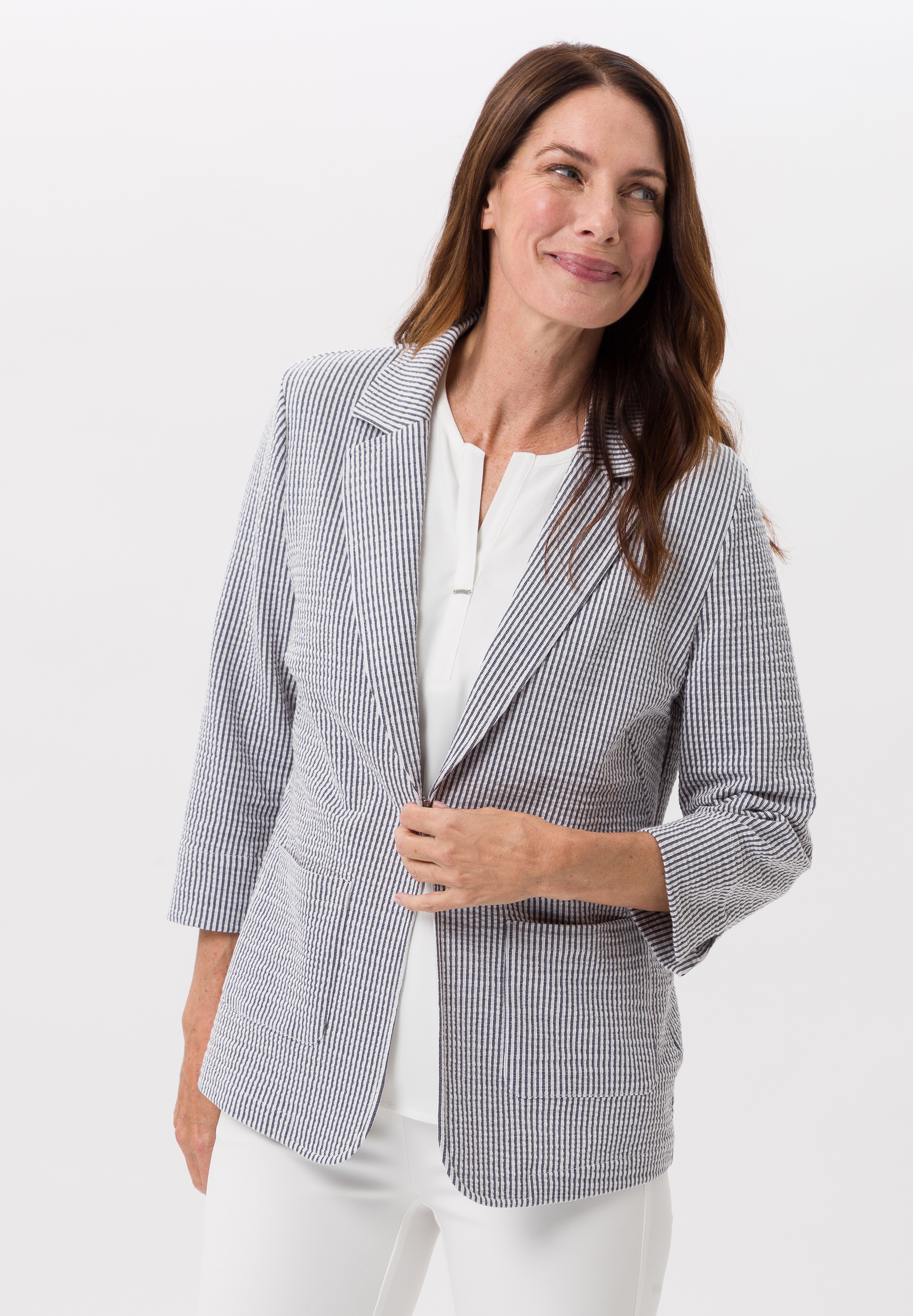 Lapel blazer in modern seersucker - Bild 1 Lapel blazer in modern seersucker - Bild 1