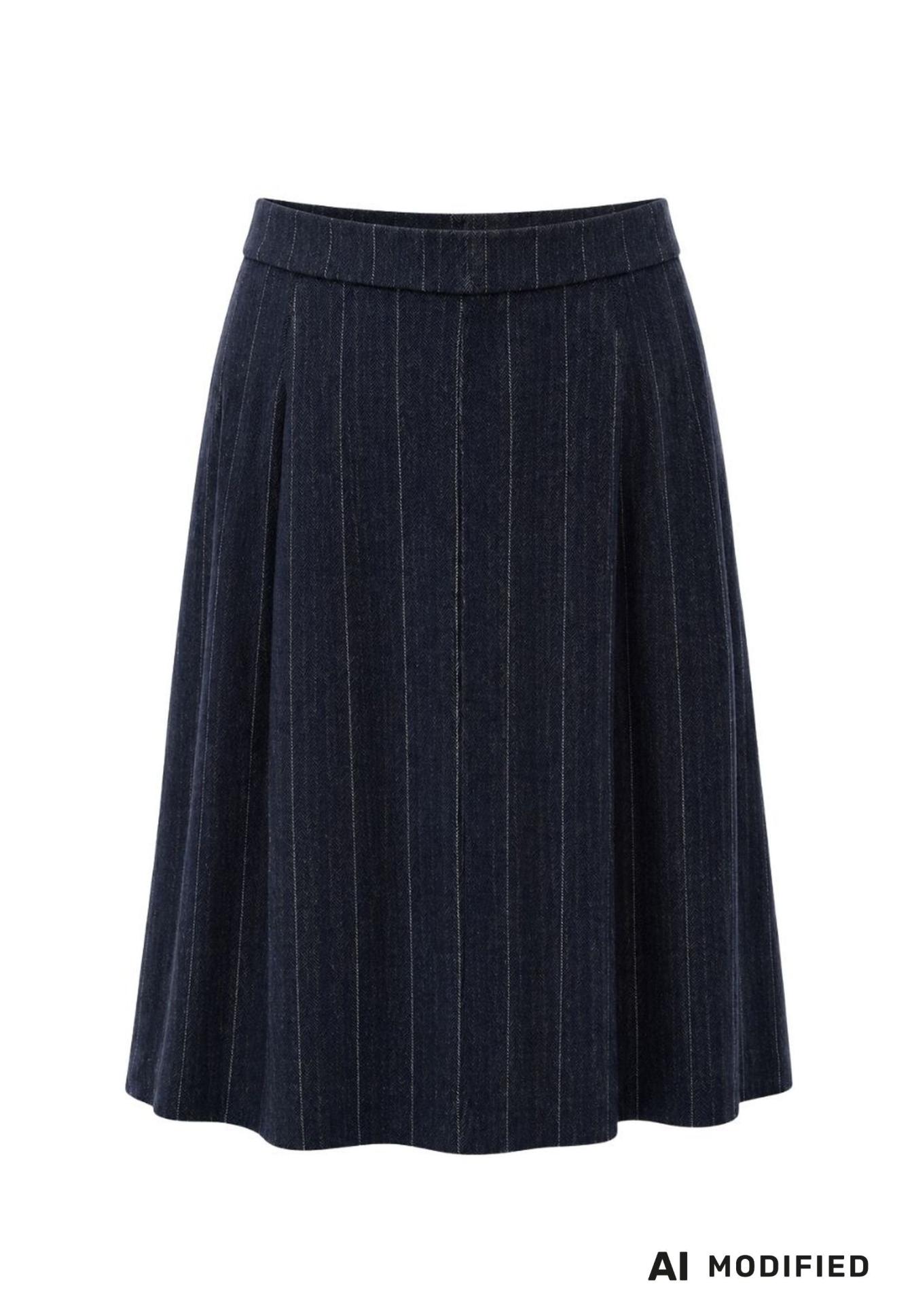 Jupe, Denim, Streifen, Midikleid, Knie-lang,  Denimrock,  Streifenrock,  Midi-Länge,  A-Linie,  Taillenbund, Denimrock, Streifenmuster, A-Linie, Knielänge, Dunkelblau, Denim, Rock, Pinstripe, A-linien, Midi