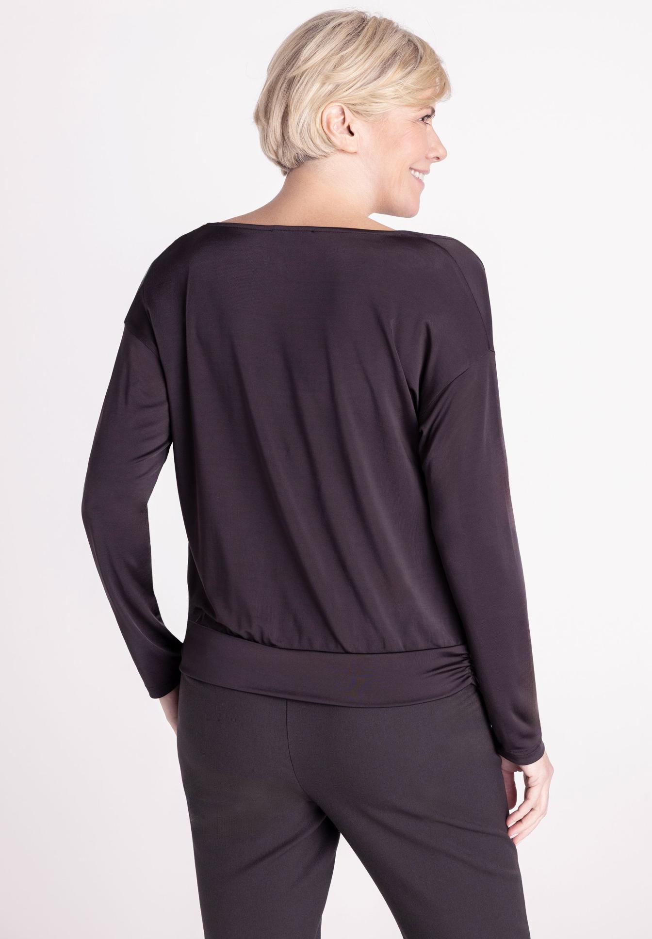 dunkelviolett, langarm, Bluse, Rückenansicht, Klassisch