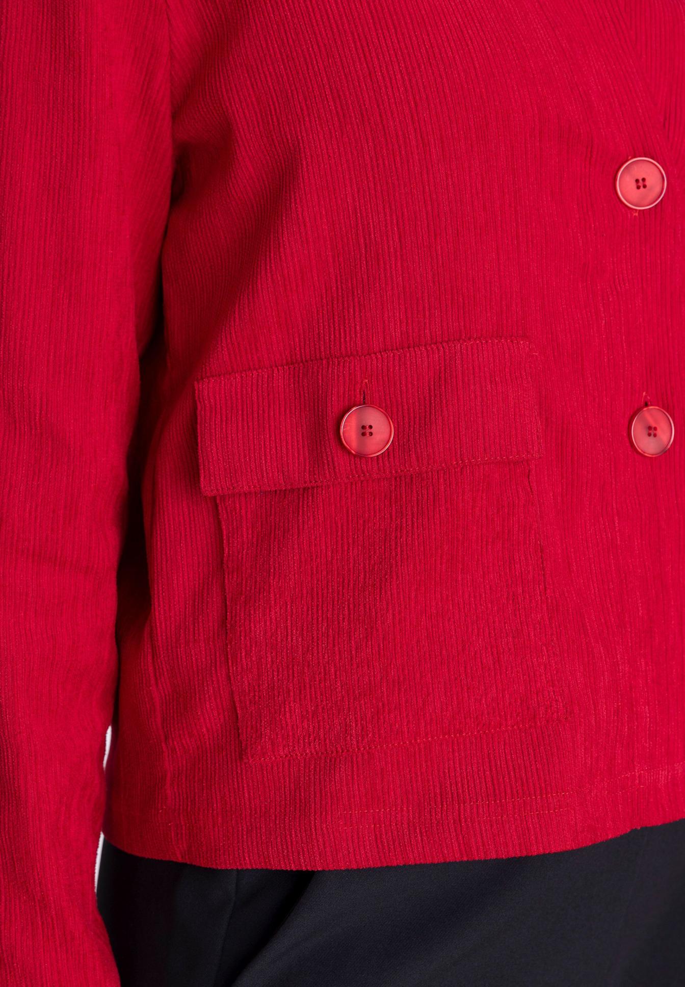 Strickjacke, Rot, Rippstrick, Knopfleiste, Tasche