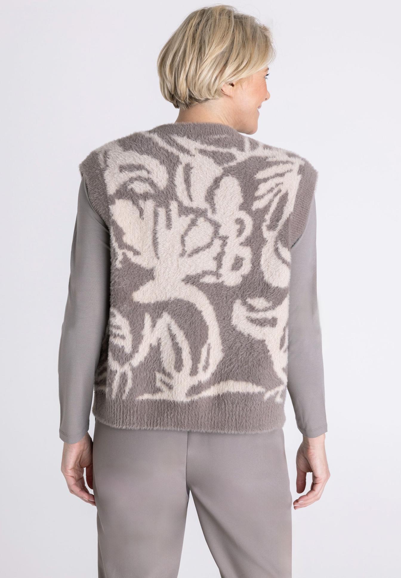 weste, holzstruktur, muster, flauschig, grau-beige, Weste, Muster Weste, Strickweste, Blumenmuster, Grau Beigetöne