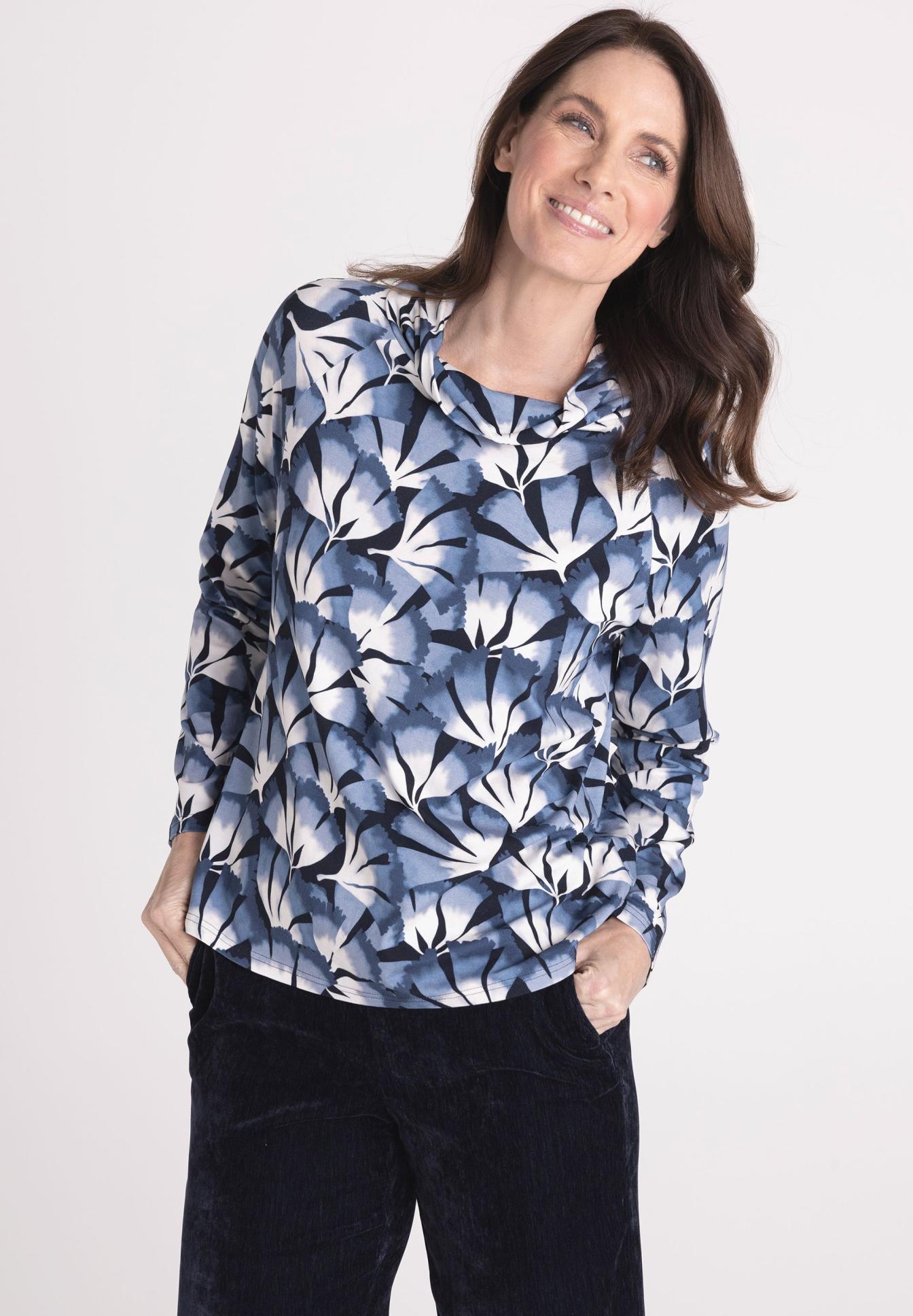Hemd, Bluse, Druck, Leaf-Print, Langarm, Bluse, Blusenpullover, Blättermuster, Druck, Langarm, Bluse, Leaf-Print, U-Boot-Ausschnitt, Langarm, Casual, Hoodie, Pullover, Bluse, Blättermuster, Print