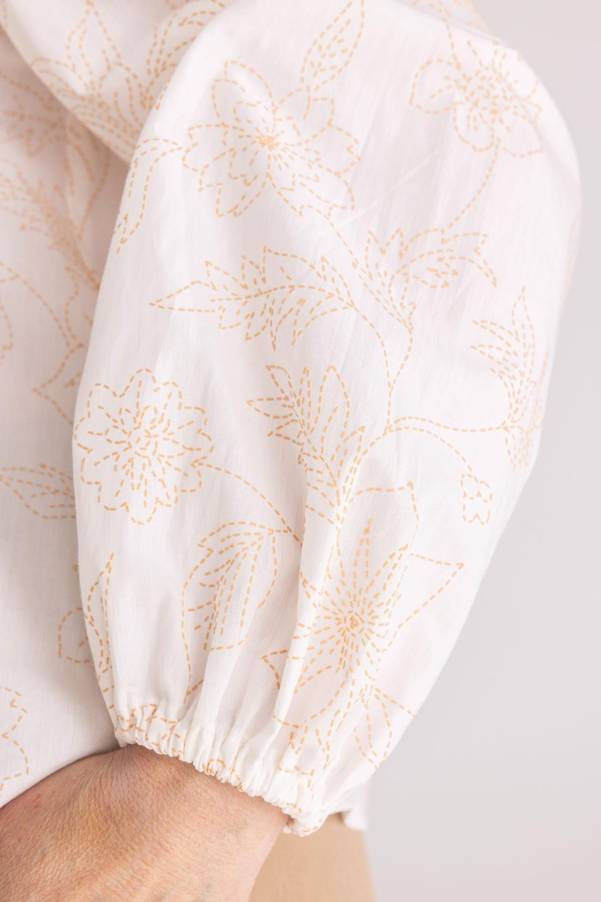 Bluse, Blume, Stickerei, Puffärmel, Weiß, bluse, luftige bluse, cutwork-ornament, blumenmuster, langearm, Bluse, Blümchenmuster, lange Ärmel, Stoffbluse, Hemdärmel mit Gummibund