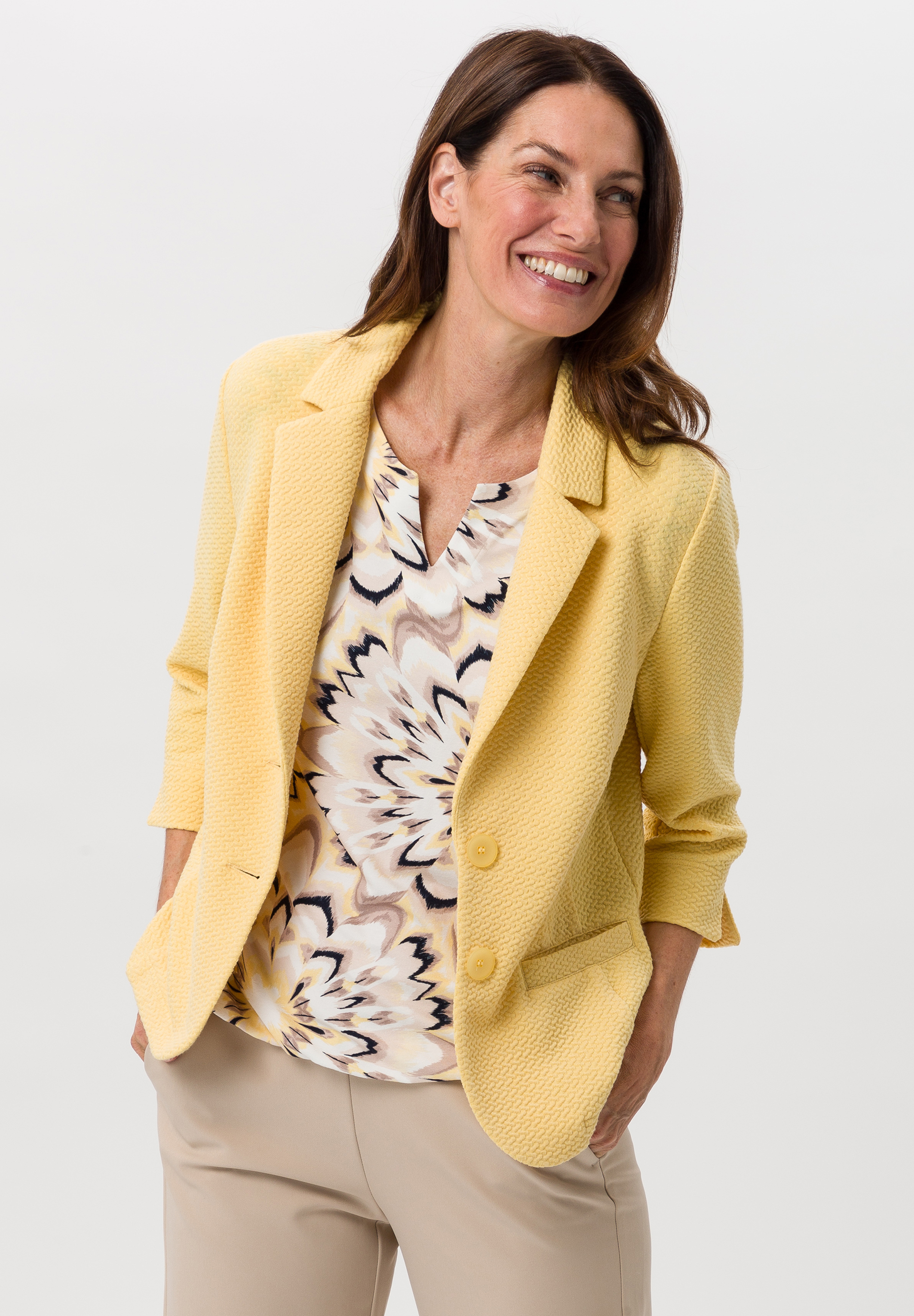 Lapel blazer made from PES mix textured jersey - Bild 1 Lapel blazer made from PES mix textured jersey - Bild 1