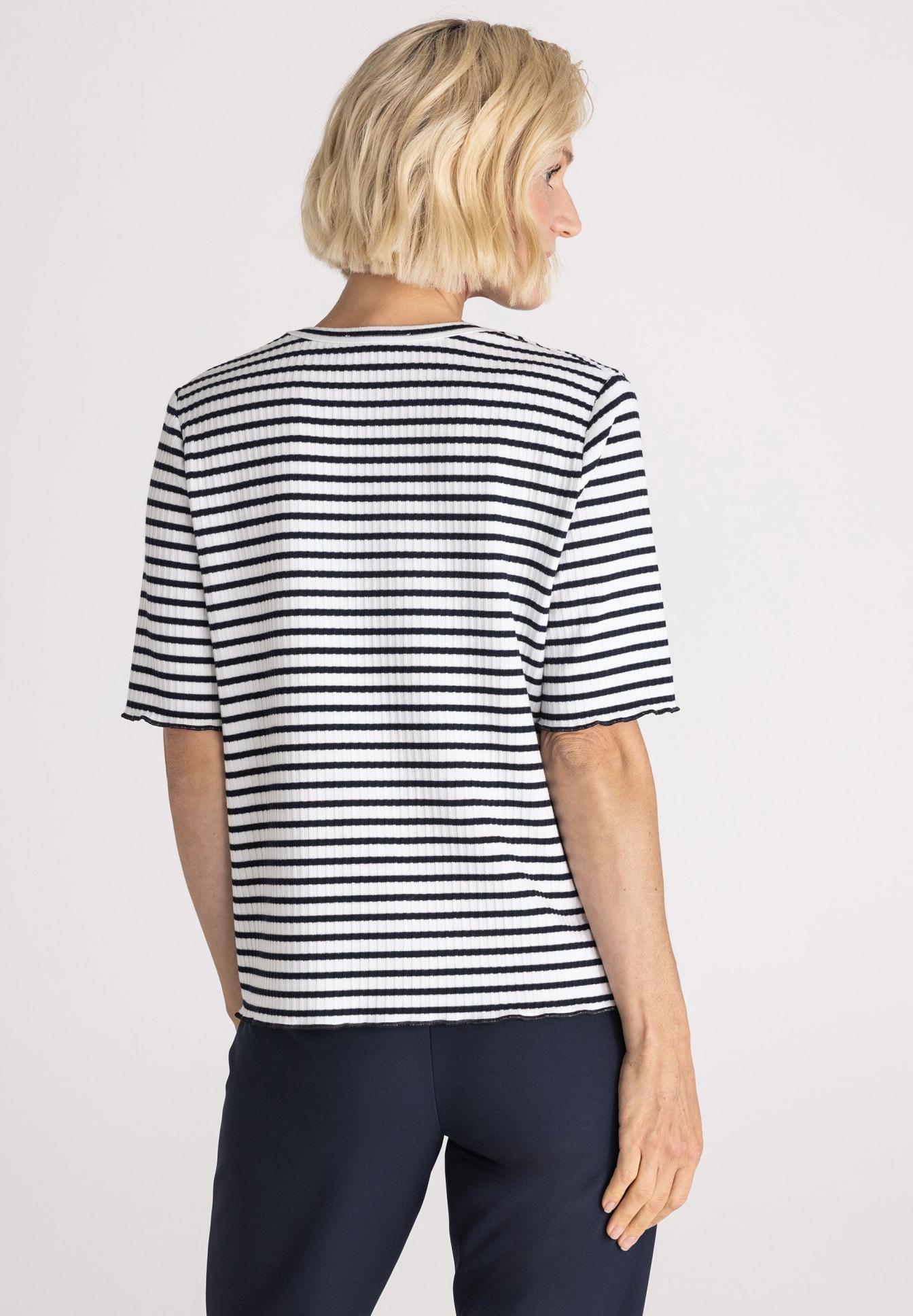 StreifenTop, Marineblau-weiß, Bündchenärmel, Rundhals, Tee-Shirt-Top, Streifen Shirt, Rundhals, Kurzarm, Bretonstreifen, Baumwolle?, gestreiftes Oberteil, navy Streifen, Kurzarm, Rundhals,  Freizeit-T-Shirt