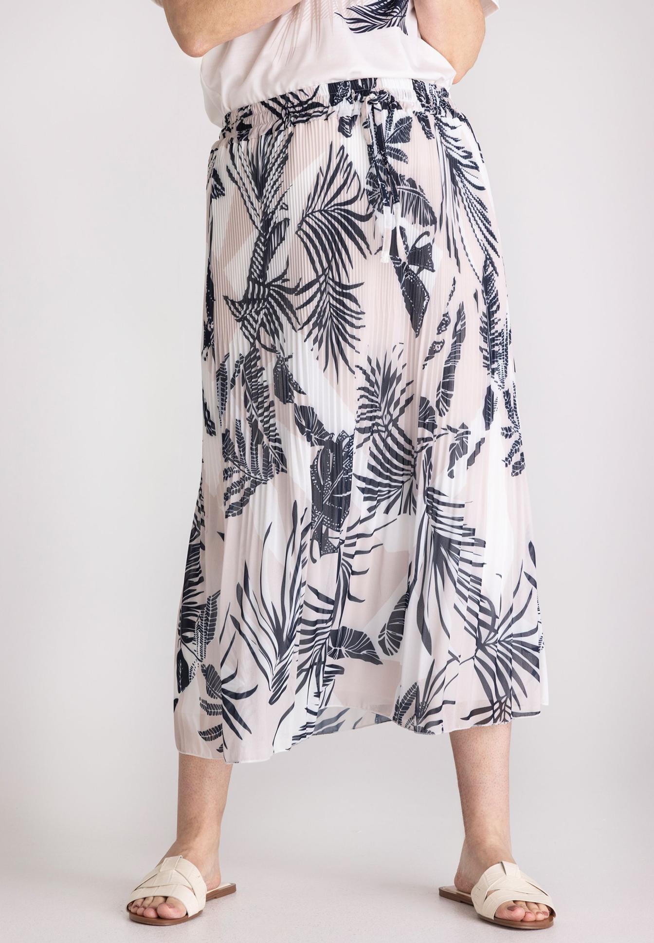 Maxi-Skirt, Druck, Palmenmuster, Weiß, Luftig, maxi skirt, Palmenprint, Taillierte Taille, Soft Chiffon, mid length, Maxi-Rock, Palmenmuster, Druck & Muster, Beinfreier Rock, Fließender Stoff, Rocking chair?, skirt, wrap?, pattern?, Rockitude, But wait