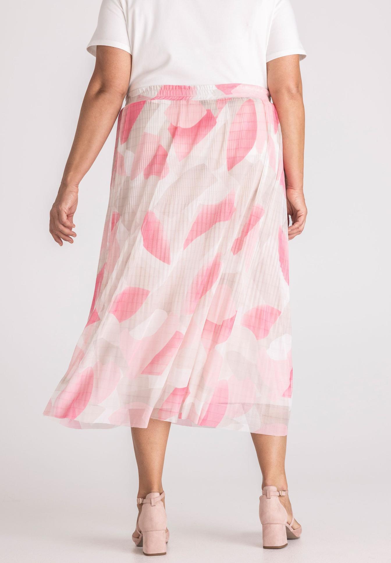 Röcke, Midi-Rock, Floral Muster, Rosé Pink, Leinen/Chiffon-Optik