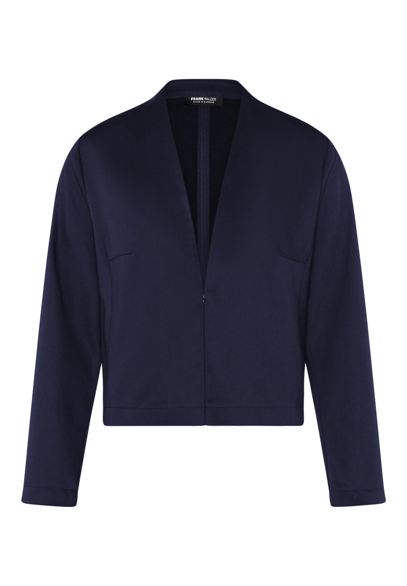 blazer, navy, open-front, long-sleeve, collarless, Blazer, Dunkelblau, Jacket, Kragenlos, Minikragen, Jacke, Hemdblouson, Navy, einreihig, Kleinverschluss, Blazer, Jacket, Navy, Open front, Long sleeve, jacke, blazer, navy, kragenlos, einfarbig