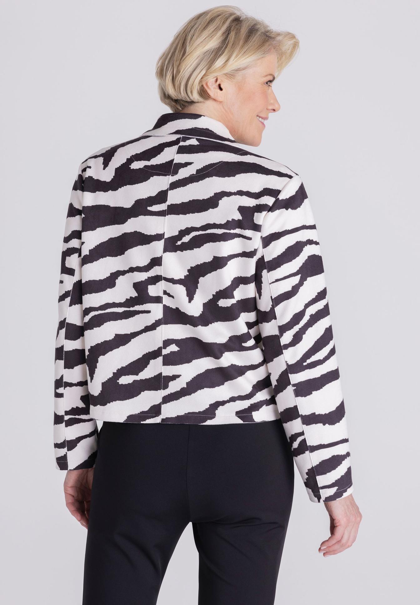 Zebra-Muster, Blazer, Lederoptik, Jacket, Trainerjacke, Jacke, Blazer, Zebra Muster, Schwarzweiß, Langarm