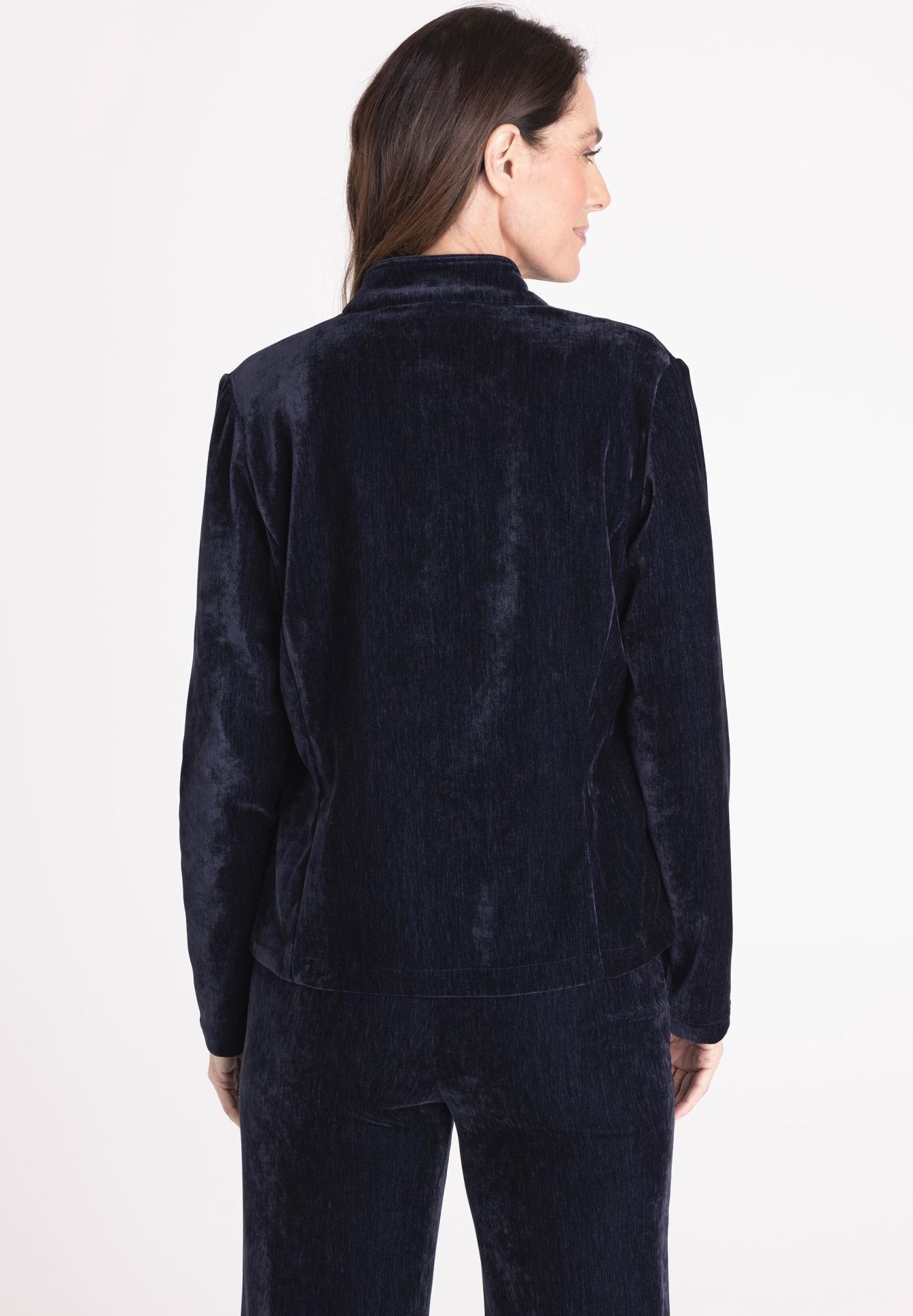 Velvet, Navy, Jacket, Lounge Set, Back View, velvet, Jacke, navy, Cord, Rückansicht, velvet, navy, jacke, langarm, rueckansicht, Velvet, Jacket, Navy, Long-sleeve, Back view
