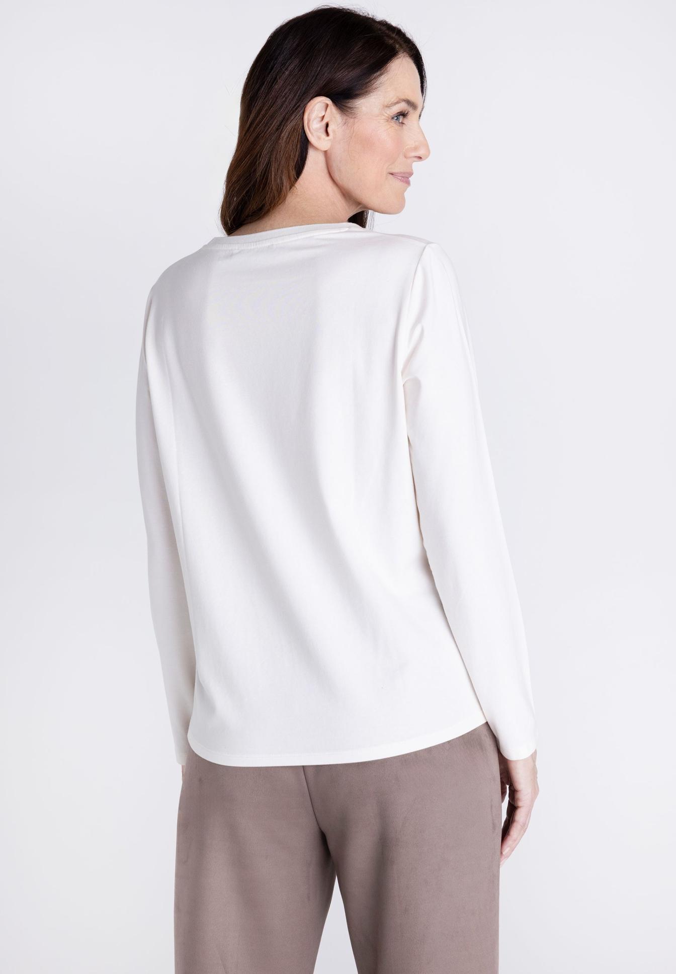 weißes Oberteil, Langarmshirt, Weißes Shirt, lange Ärmel, unauffälliges Oberteil