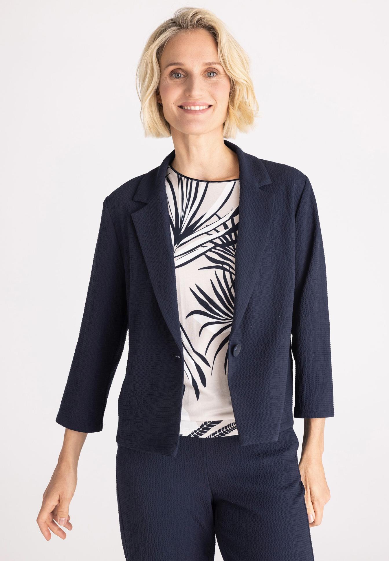 Blazer, Jacket, Navy, LongSleeve, PatternedTop, blazer, jacke, marineblau, langarm, gemustertes-top, blazer, marineblau, jacke, blazer mit muster, twill, Blazer, Jacke, Navy, Blazer-kurz, Pantalon, blazer, jacke, marineblau, einfarbig, drei-viertel-ärmel