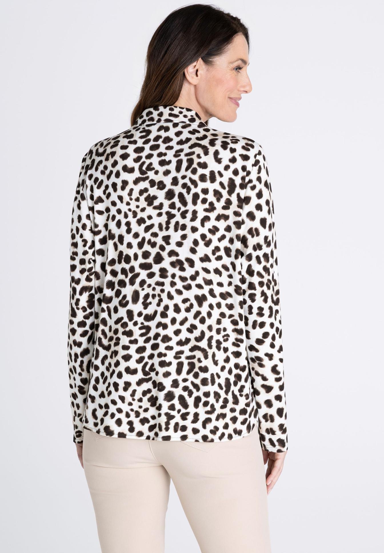 Leopardenmuster, Langarmshirt, Leopard-Print, Tiermuster, Bluse