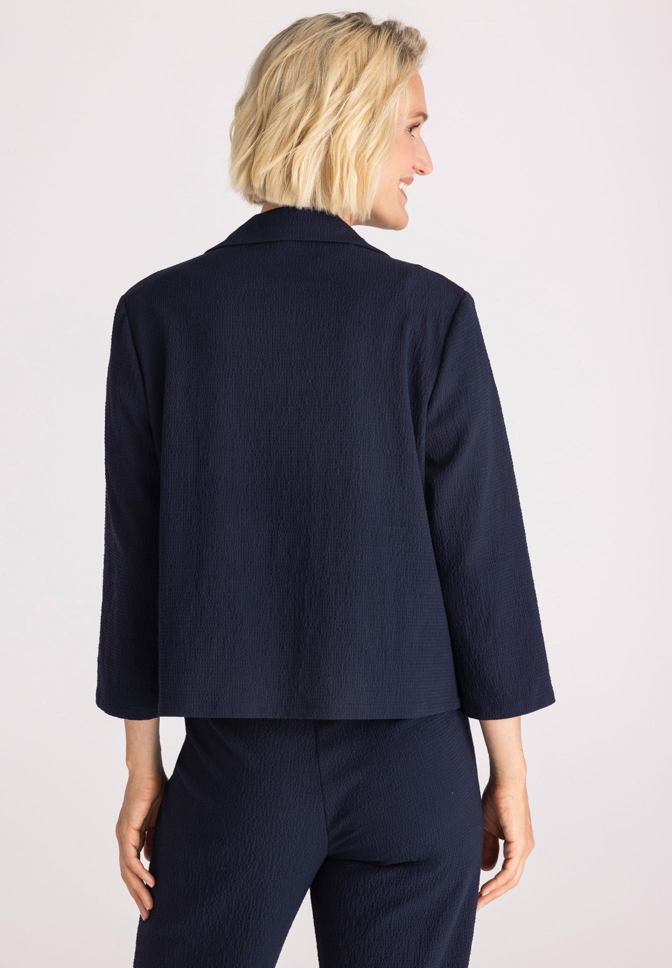 blazer, jacke, navy, mineralische-textur, langarm, blazer, jacke, marineblau, damen, navy, navy blazer, blazer Rückansicht, lange Ärmel, texturiertes Gewebe, tailierte Jacke, blazer, jacke, damen, navy, struktur, blazer, jacke, navy, blk?