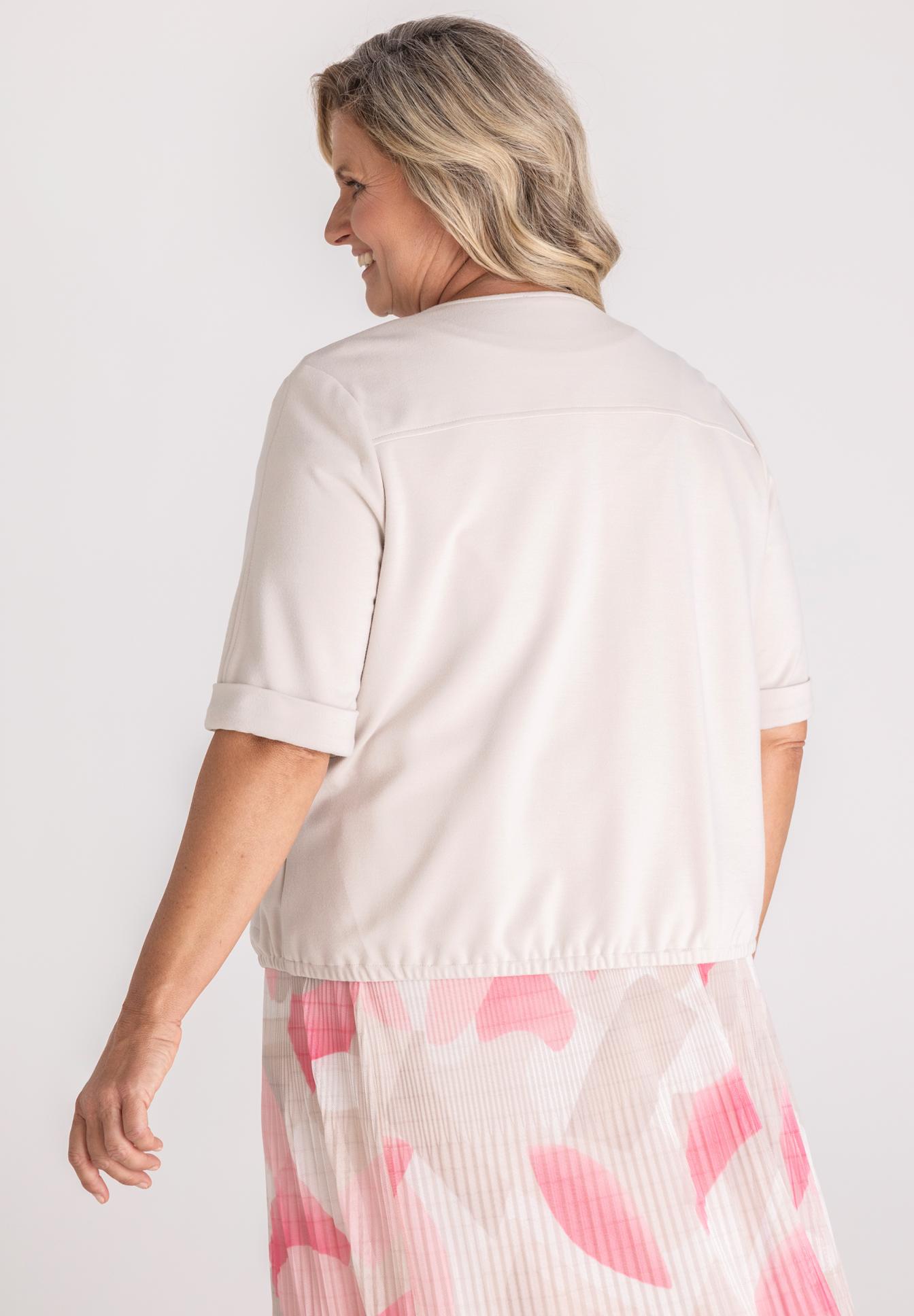 Jacke, Kurzarm, Beige, Überwurf?, Rosa Muster