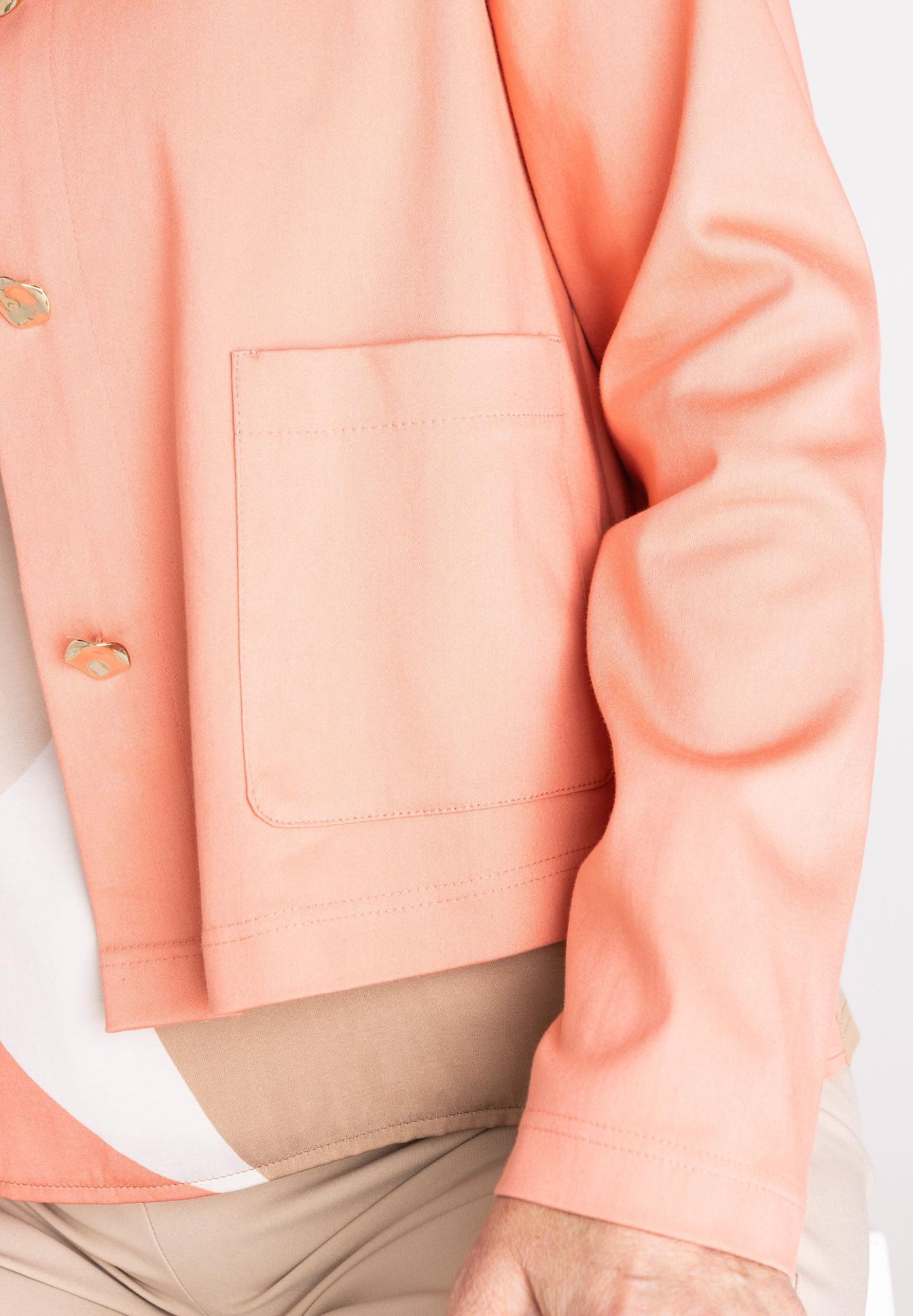 uar, Peach jacket, cardigan, pocket, soft fabric, Jacke, Pfirsichfarbe, Vortasche, Knopfverschluss, lange Ärmel, jacket, peach, pocket, long sleeve, button
