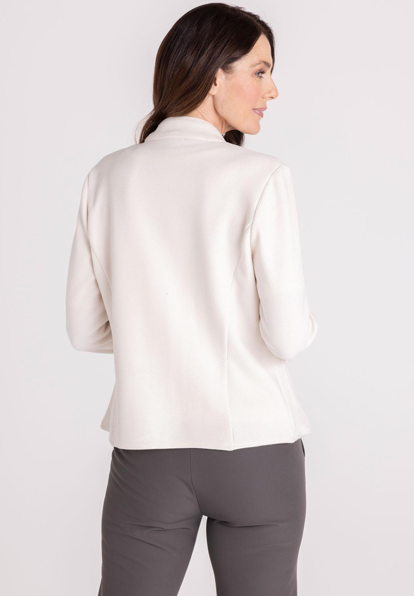 blazer, weiße jacke, langarm, damengegenstück?, haute couture?, Blazer, Kragen, Weiß, Langarm, Jacke
