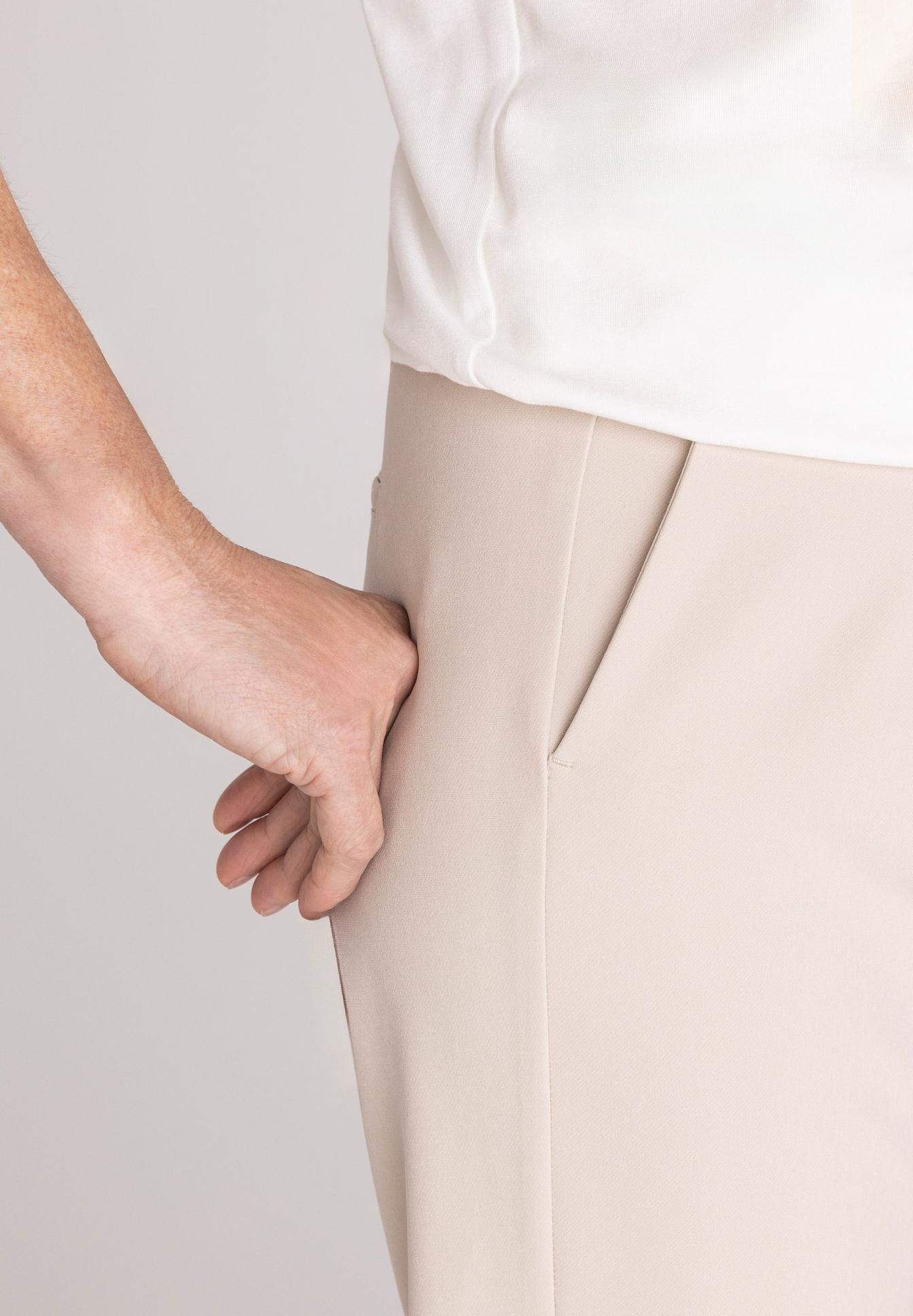 Beige, Hose, Tasche, Gerade, Taillenbund, Hose, Beige, Seitentasche, Hose mit Schlitz, Beinweite