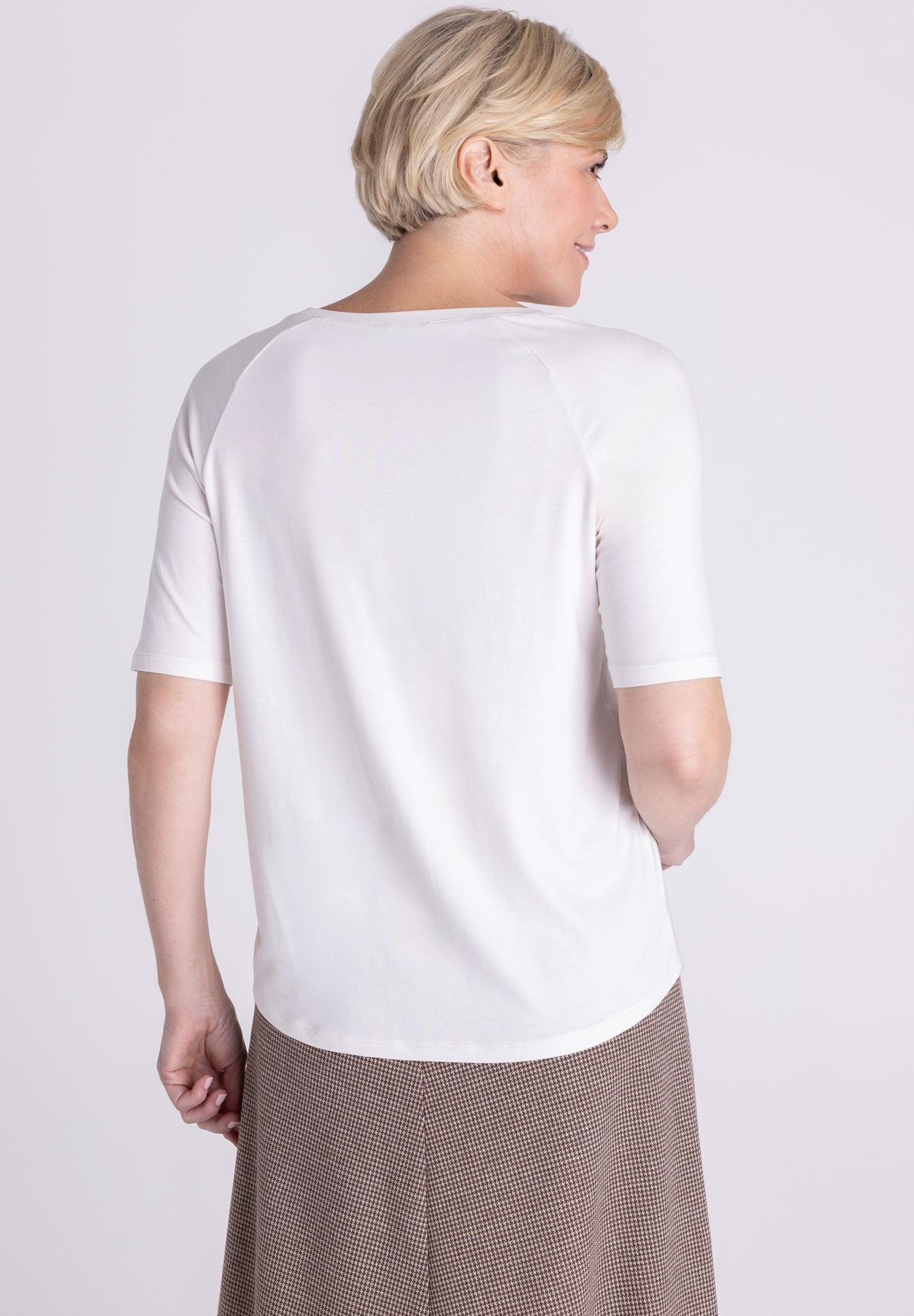 weiß, T-Shirt, kurzarm, Kurzarmshirt, Rundhals