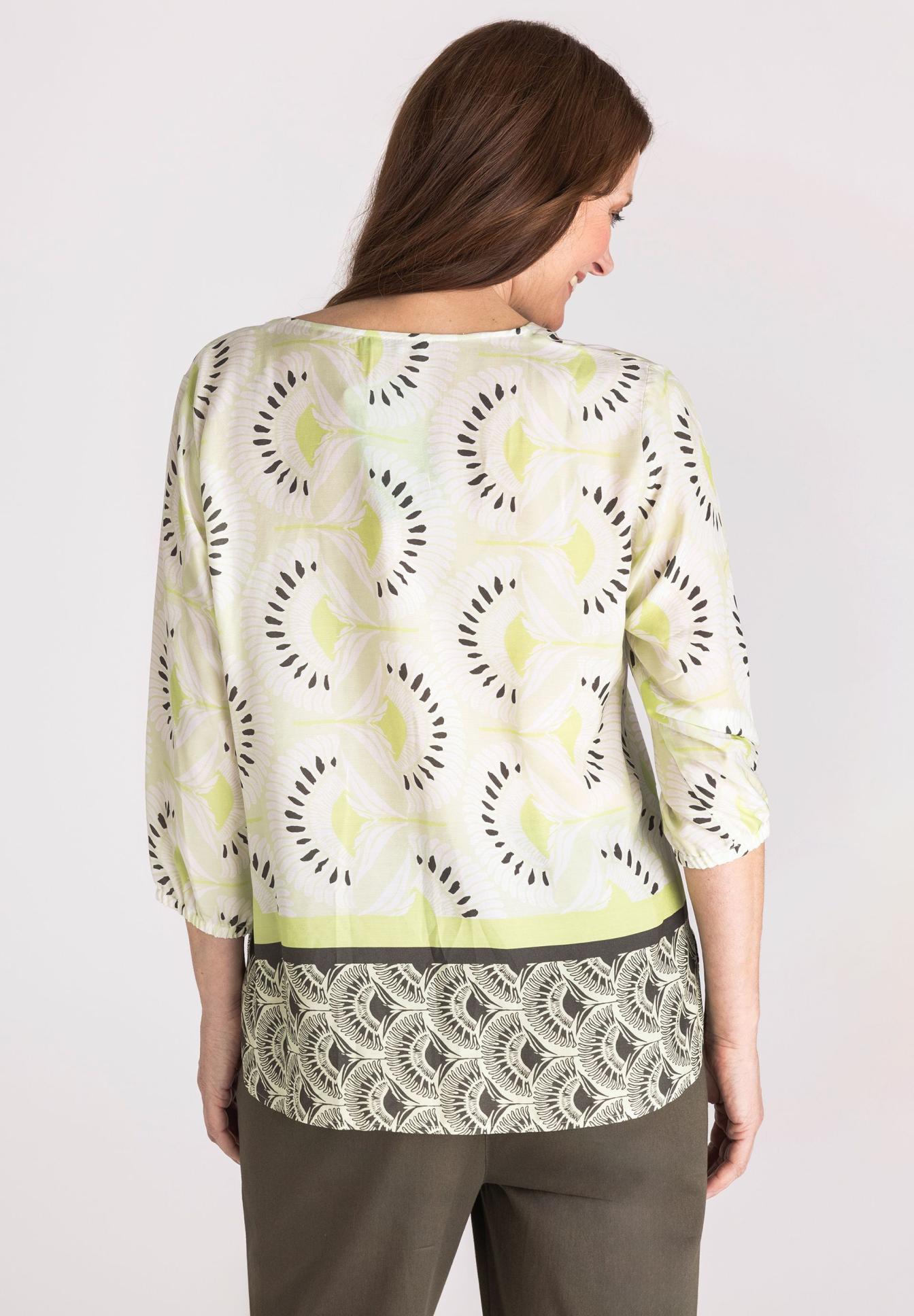 bluse, paisley-muster, kurzarm, lappendesign, gleichemuster