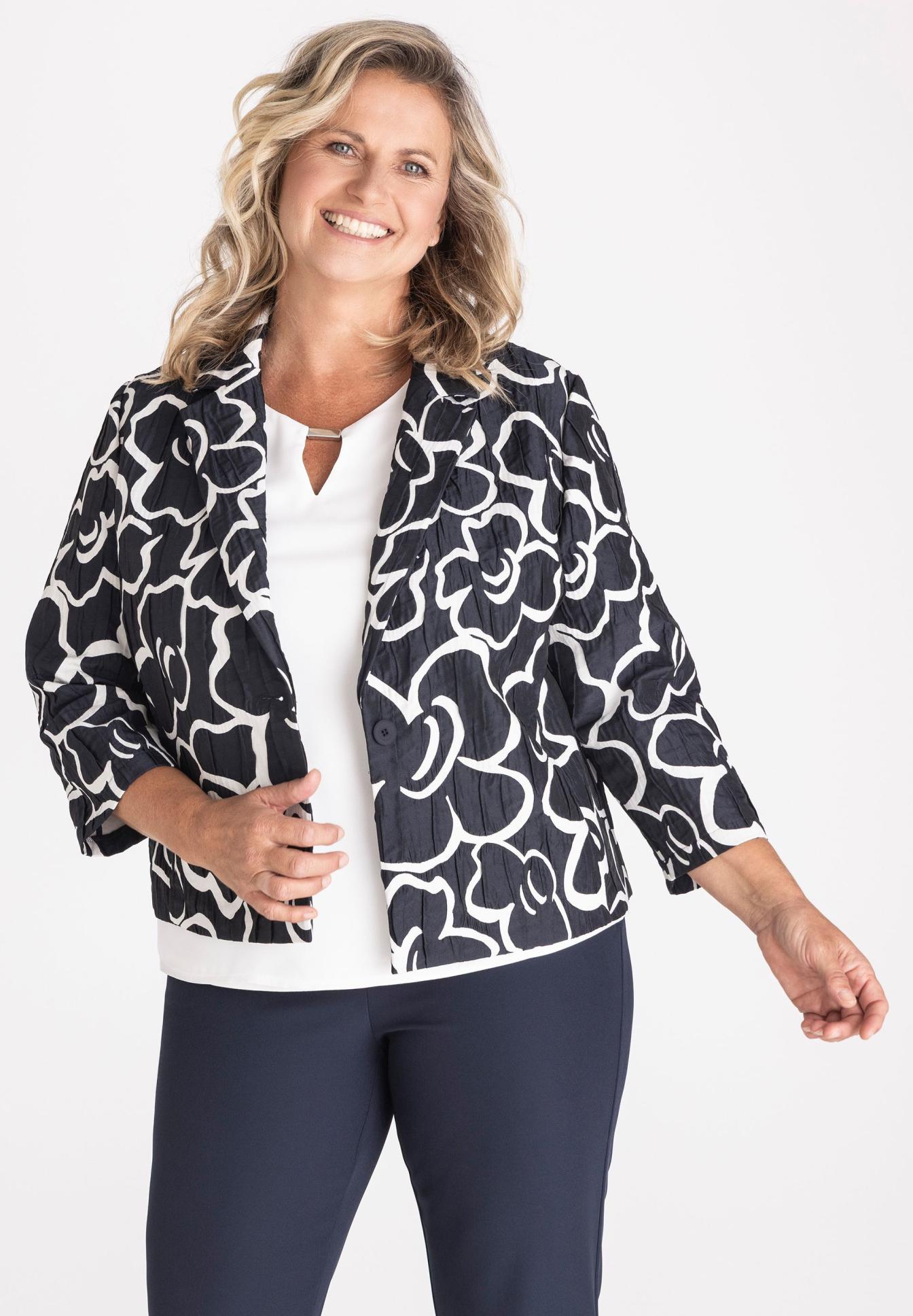 Kurzblazer mit großem Blumenprint - Produktbild 1