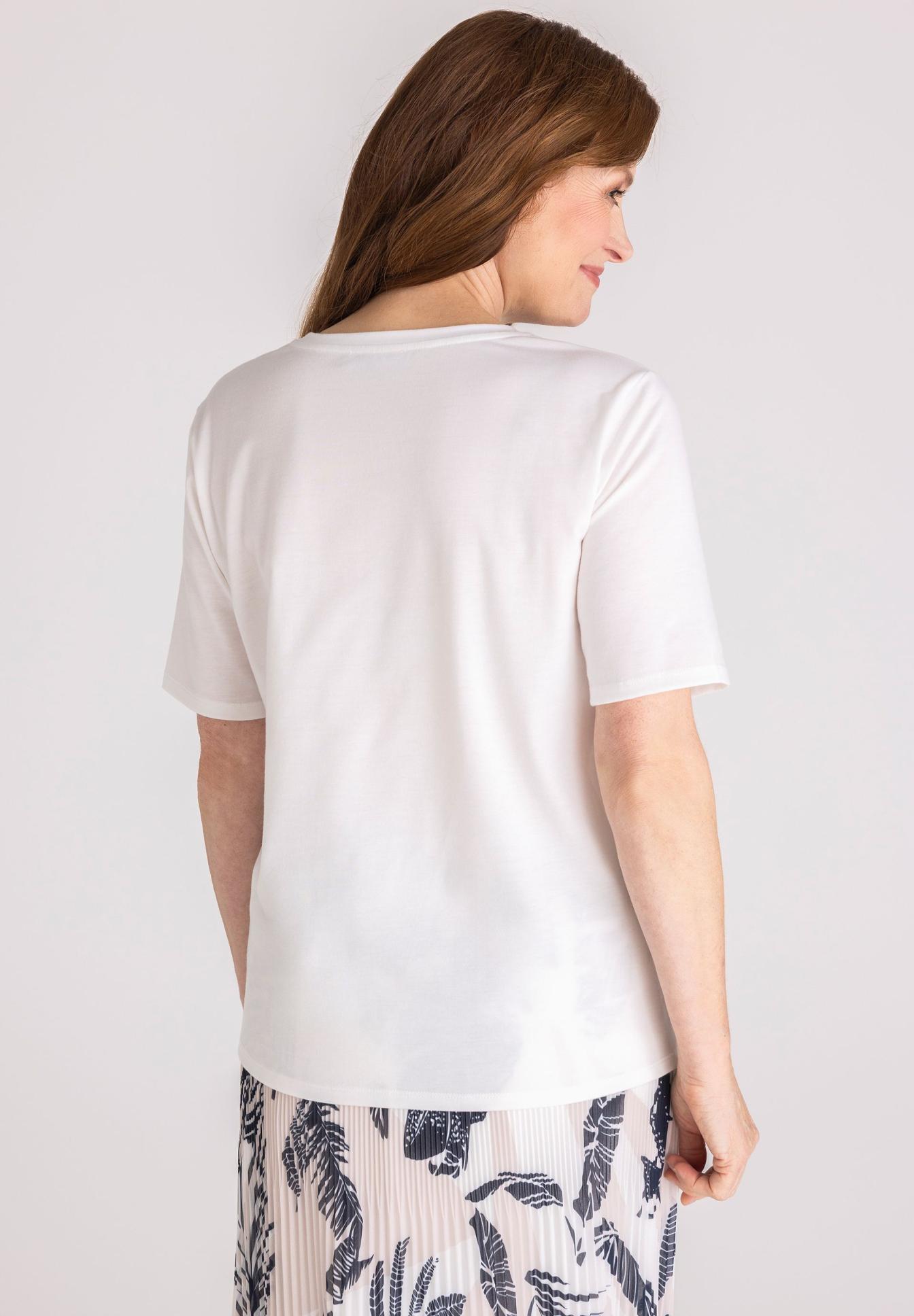 T-Shirt, Kurzarm, Weiß, Rundhalsausschnitt, Baumwolle, T-Shirt, Kurzarm, Weiß, Rundhals, Baumwolle, kurzes T-Shirt, weiß, Kurzarm, Rückansicht, leichtes Material, T-Shirt, Kurzarm, Weiß, Rundhals, uni, T-Shirt, weiß, Kurzarm, Rundhals, Baumwolle