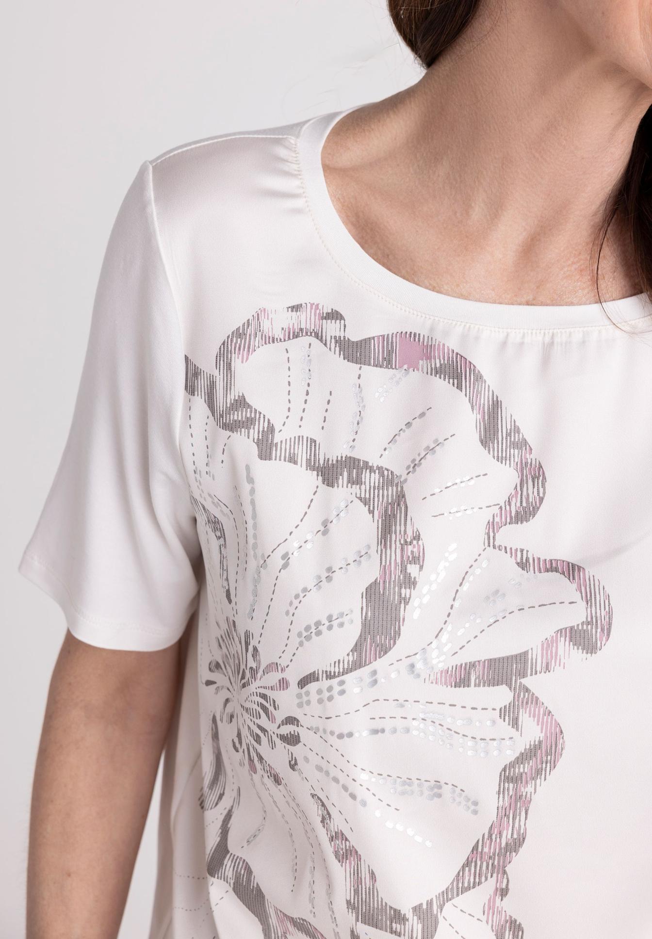 shirt, tshirt, floral-print, white, short-sleeve, T-Shirt, Blumenprint, V-Ausschnitt, Kurzarm, Weiß