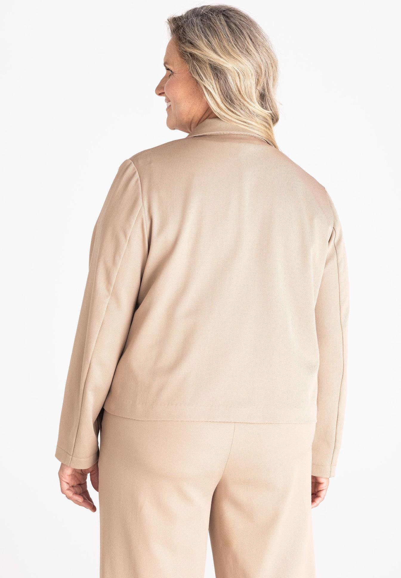 beige blazer, beige jacket, long sleeve, soft fabric, back view, beige, Blazer, Anzug, Jacket, Hose, beige, jacke,  blazer, set, rücken