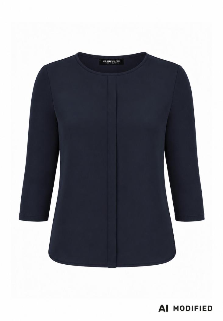 blazer, jacke, marineblau, drei-quarter-ärmel, rundhalsausschnitt, Blazer, Damenjacke, Navy, 3/4-Ärmel, Klarer Schnitt, Blazer, Damenbluse, Navy, 3/4-Arm, Statementless Front, Bluse, dunkelblau, 3/4-Ärmel, Rundhalsausschnitt, unifarben