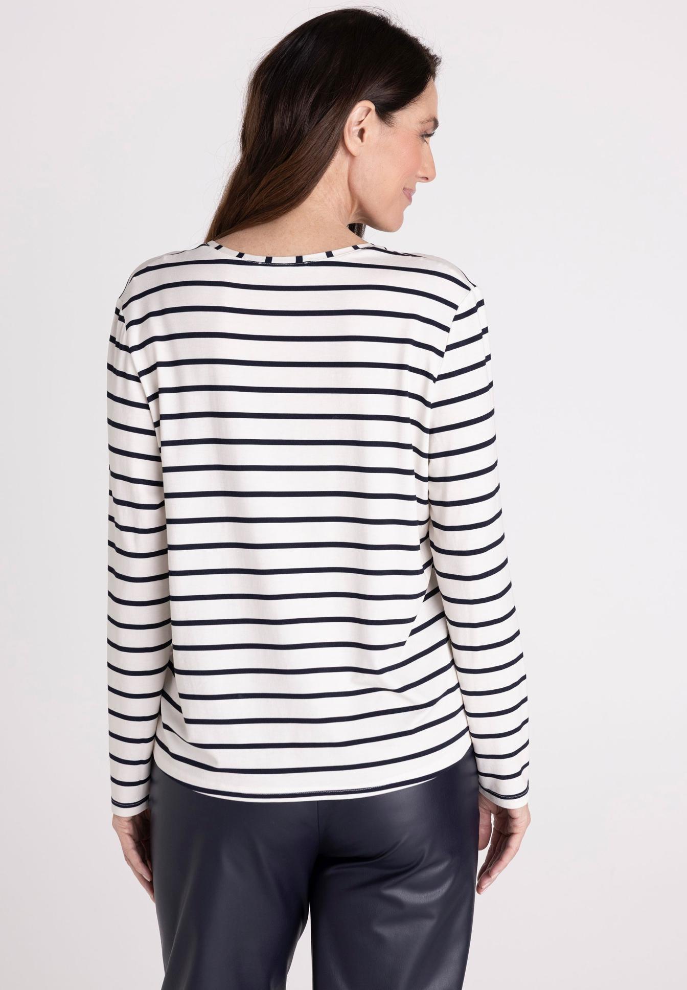 Streifenshirt, Longsleeve, Marineblau-weiß, Streifen Muster, Rundhalsausschnitt, Streifenshirt, Langarm, Marineblau/Beige, Bretonstreifen, Rundhals, Strickpullover, Streifenmuster, Langarm, Rundhalsausschnitt, WeißNavy