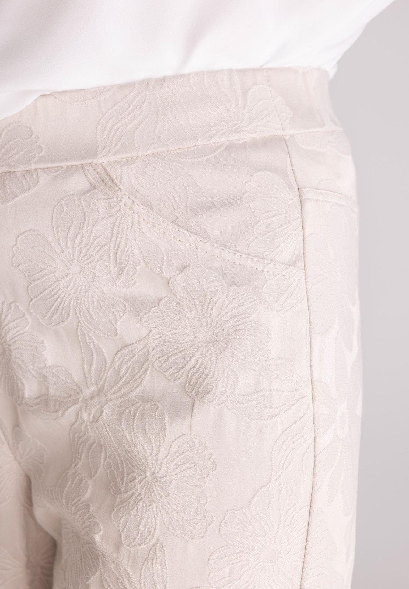 Hose, Blumenmuster, Spotstruktur, Hoch Taille, Beige