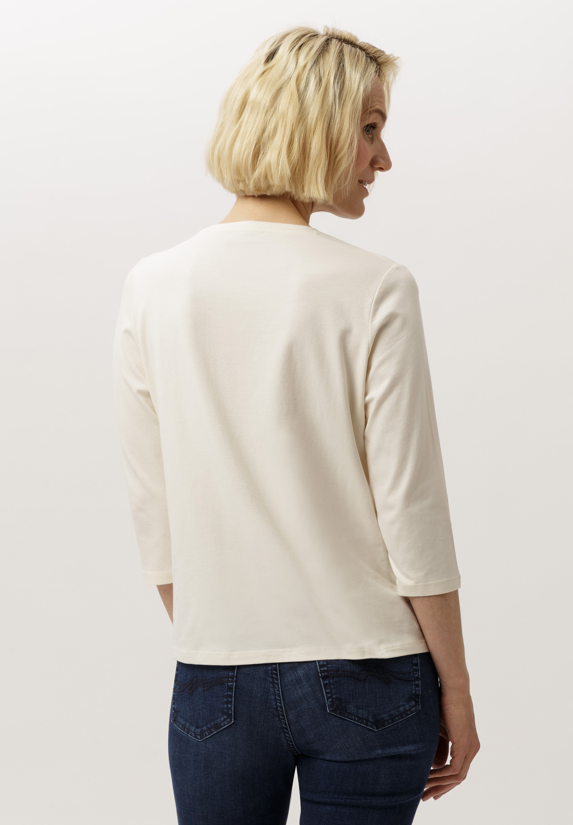 Bluse, Langarm, Ärmel, Blond, Jeanshose