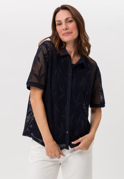 Bluse mit elastischer Lochspitze