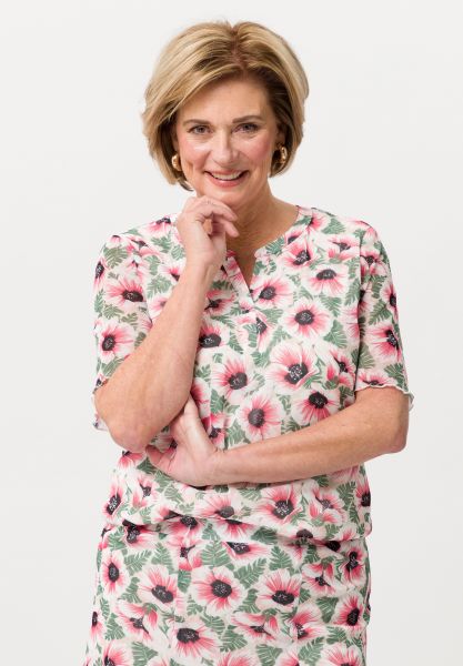 Bluse mit tropischem Print