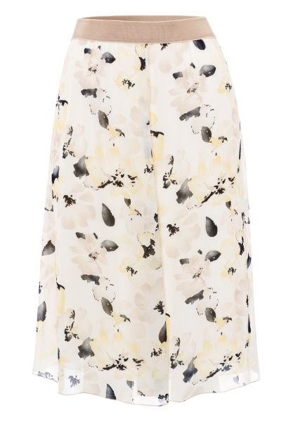 Rok met print met decoratief elastiek in de taille