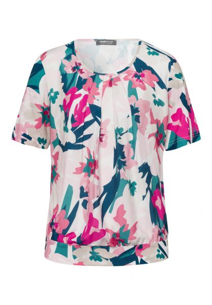 Blusenshirt mit paspeliertem Rundhals