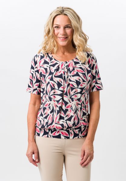 Blouse shirt in een modieuze print met bladelementen