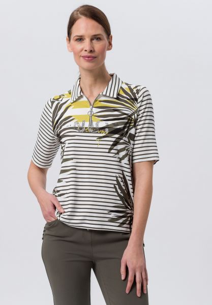 Polo-Shirt mit modernem Print und Frontzipper
